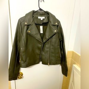 NYC&Co. Moto brown faux leather jacket size medium
